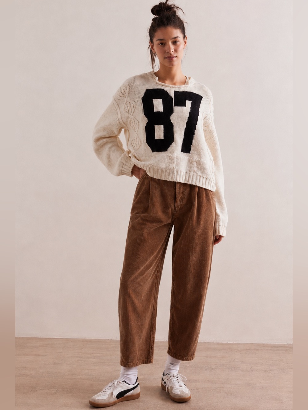 Free People Penny Cord Brown Corduroy Relaxed  Pants M